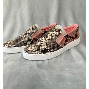 Michael Kors Keaton Studded Leather Sneakers SZ 8 Pink Snakeskin‎ NEW